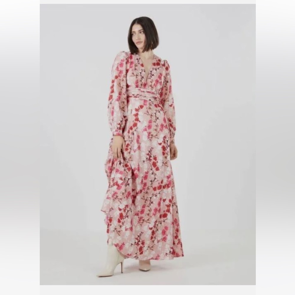BCBG MaxAzria Floral Pink Maxi Dress Gown